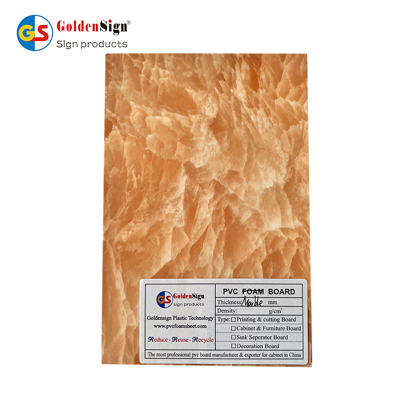 Goldensign 8mm plastic ceiling laminate panel UV coating PVC marble sheet